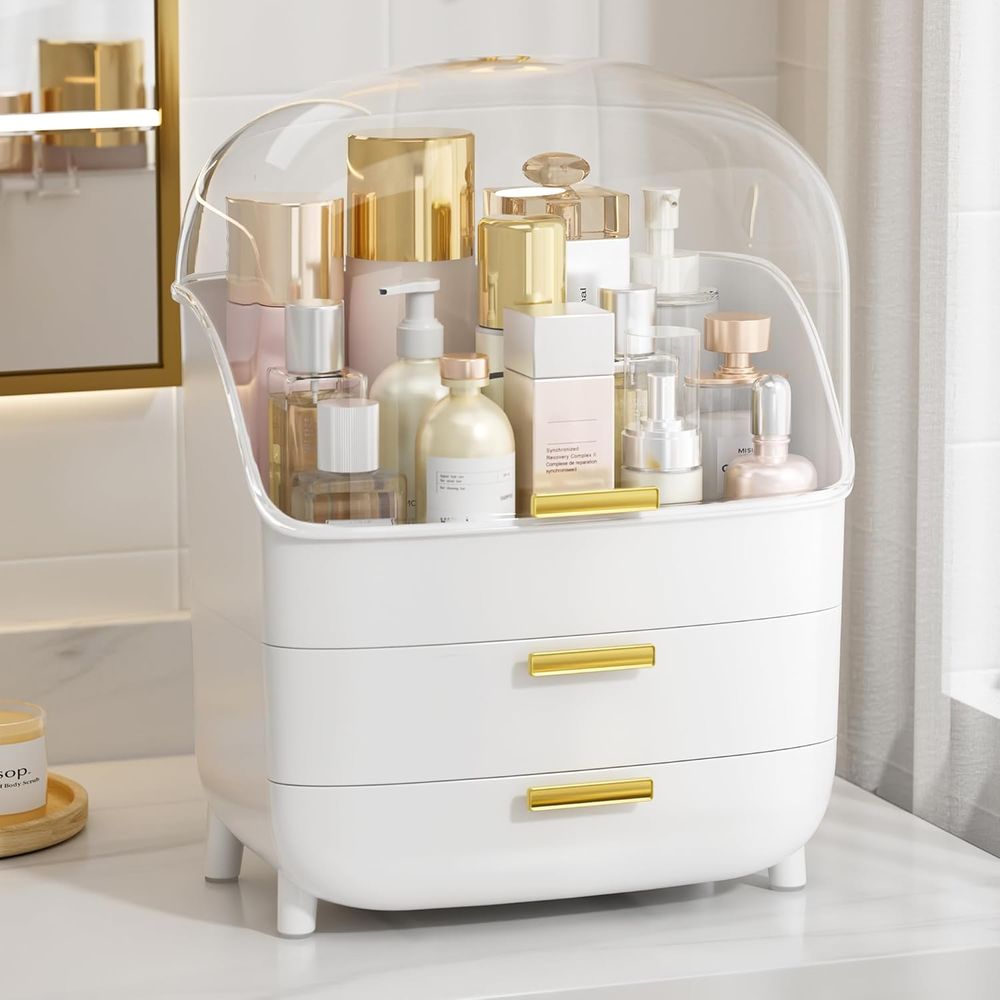 Drawer Dresser White - منظم مستحضرات التجميل والعناية بالبشرة بثلاث