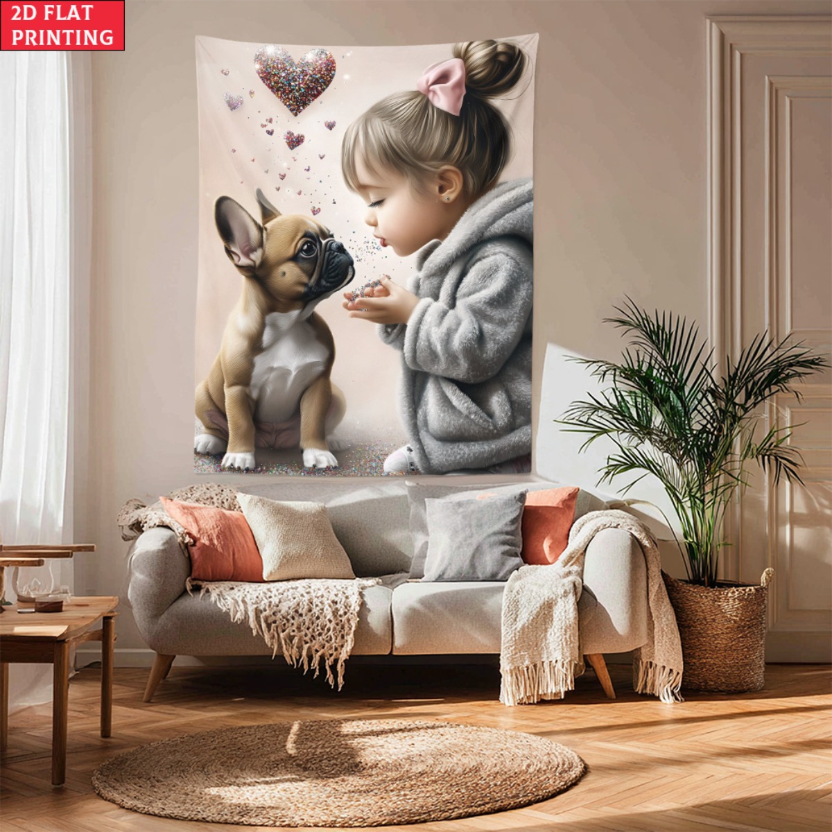 Baby Nursery Girl Room - فتاة مع البلدغ الفرنسي جرو القلب