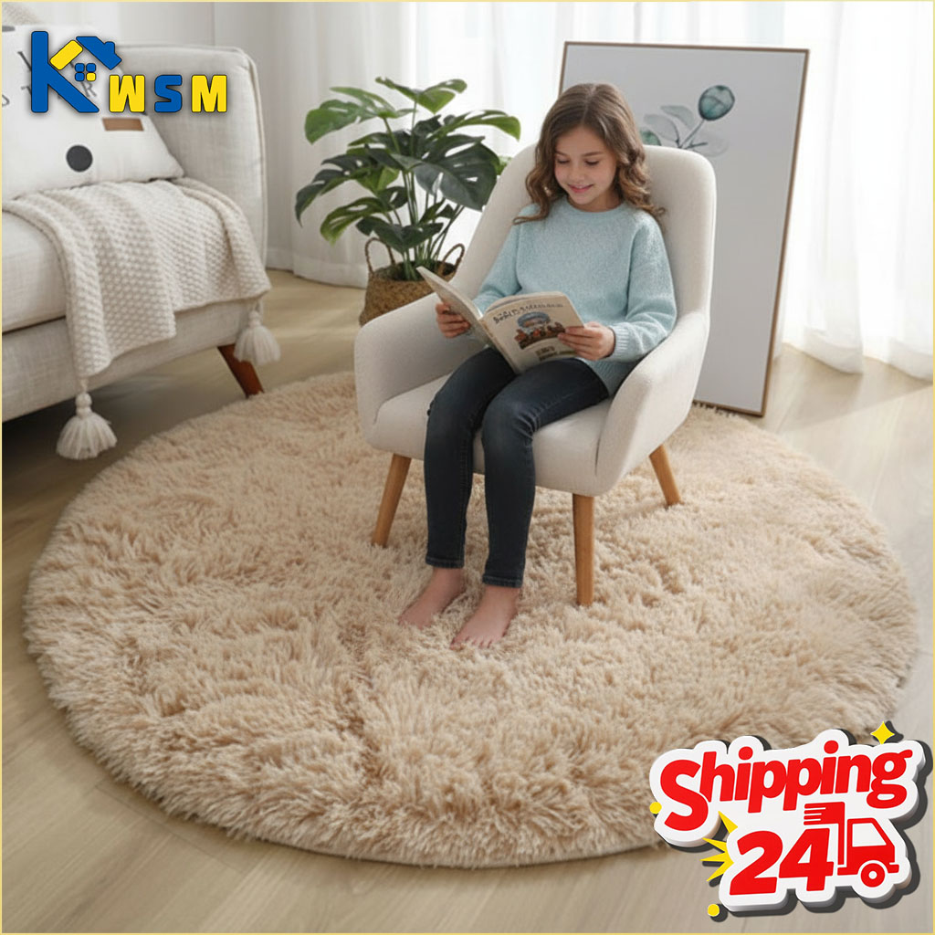 Baby Nursery Mat - سجادة دائرية منفوشة فائقة النعومة من