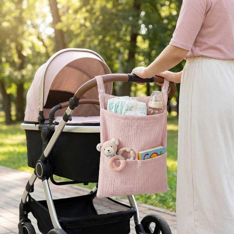 Baby Bag Nursery - حقيبة تعليق لعربة الأطفال من القطن
