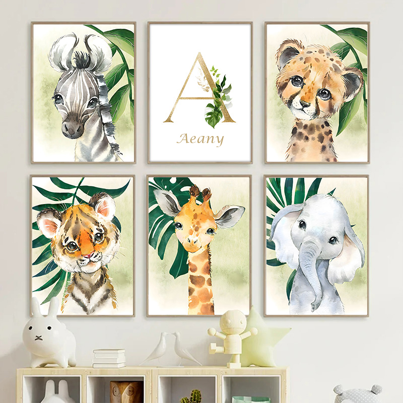 Baby Nursery Name Wall Art - لوحة قماشية ديكورية لغرفة نوم الطفل