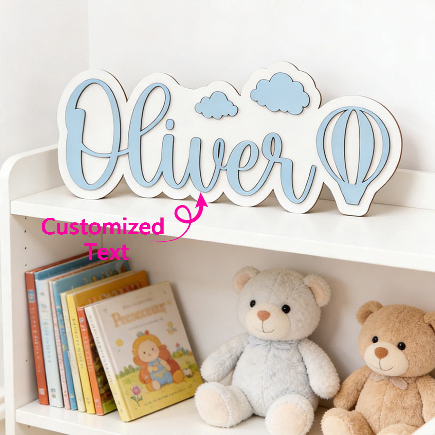 Baby Nursery Decorations - لافتة غرفة مخصصة على شكل منطاد