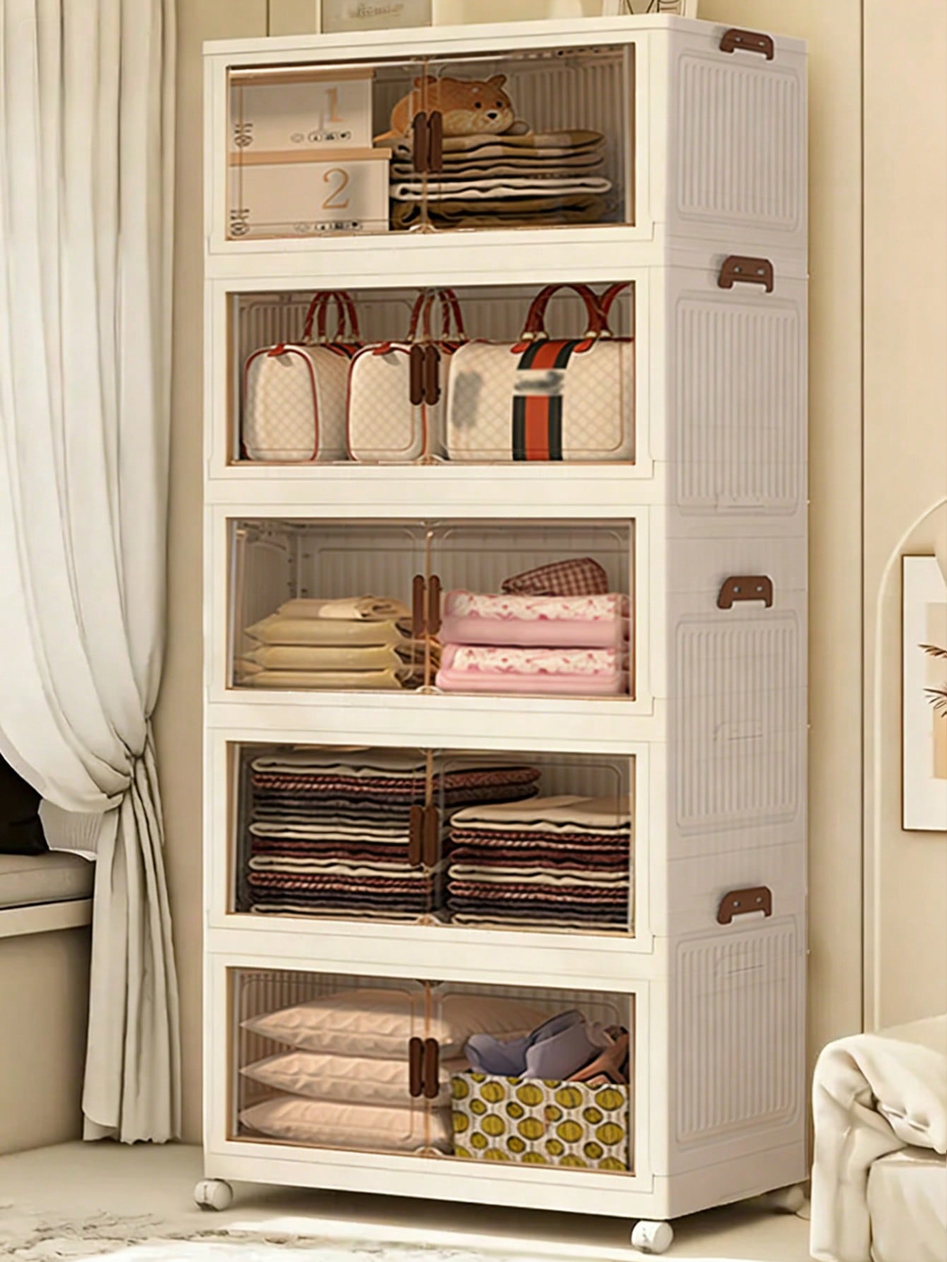 Drawer Dresser White - خزانة تخزين قابلة للطي بـ 5