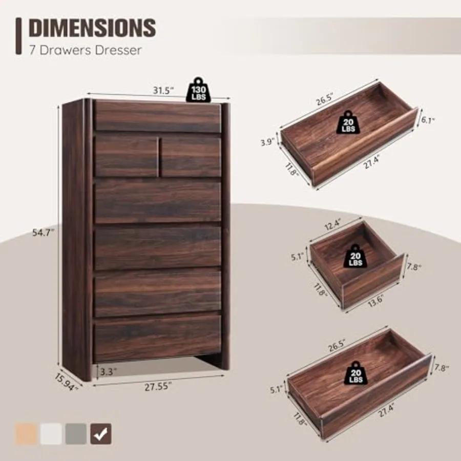 خزانة ملابس عصرية بـ 7 أدراج ل - مراجعة Drawer Dresser White وسعره