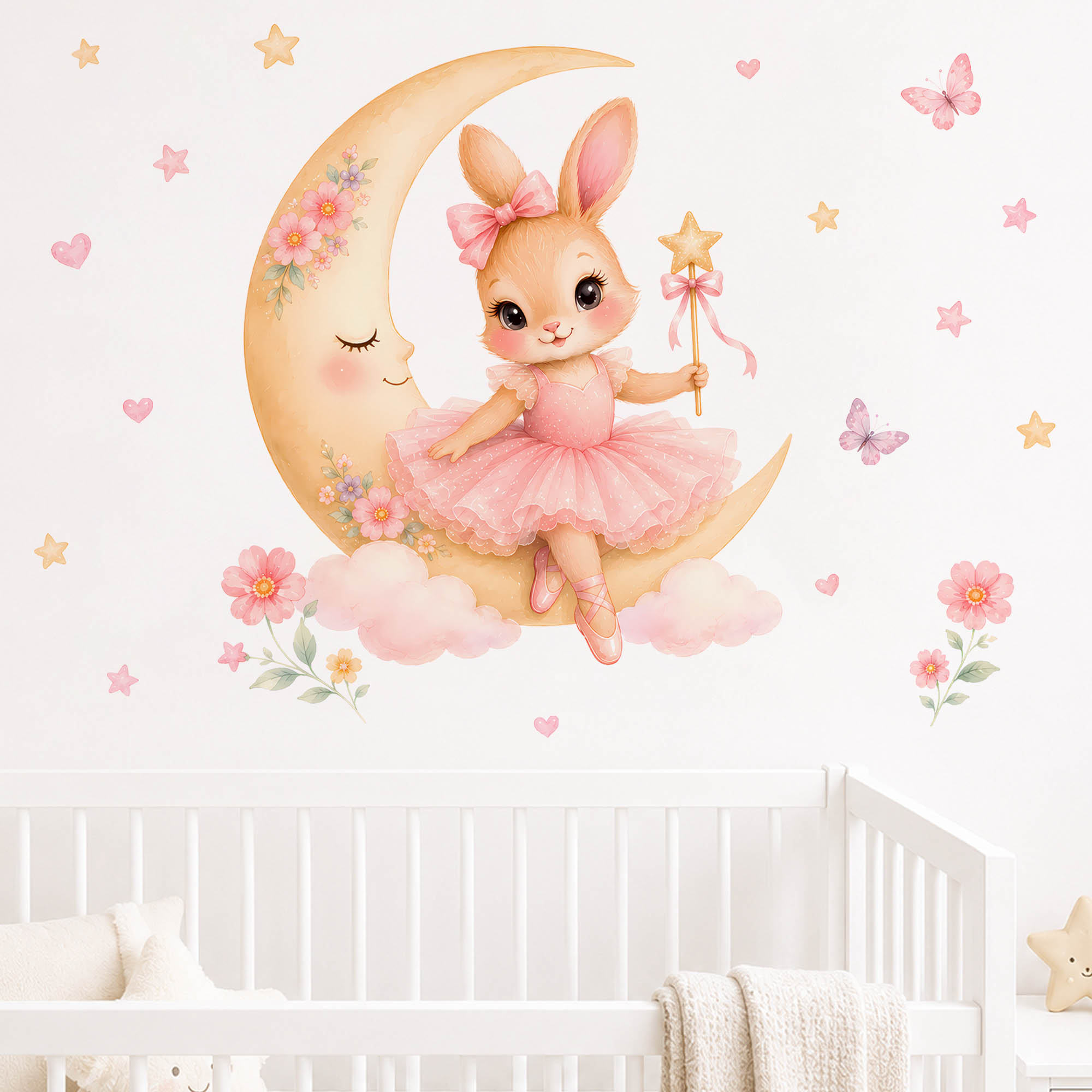 ملصقات جدارية على شكل أرنب راق - مراجعة Baby Nursery Girl Room وسعره