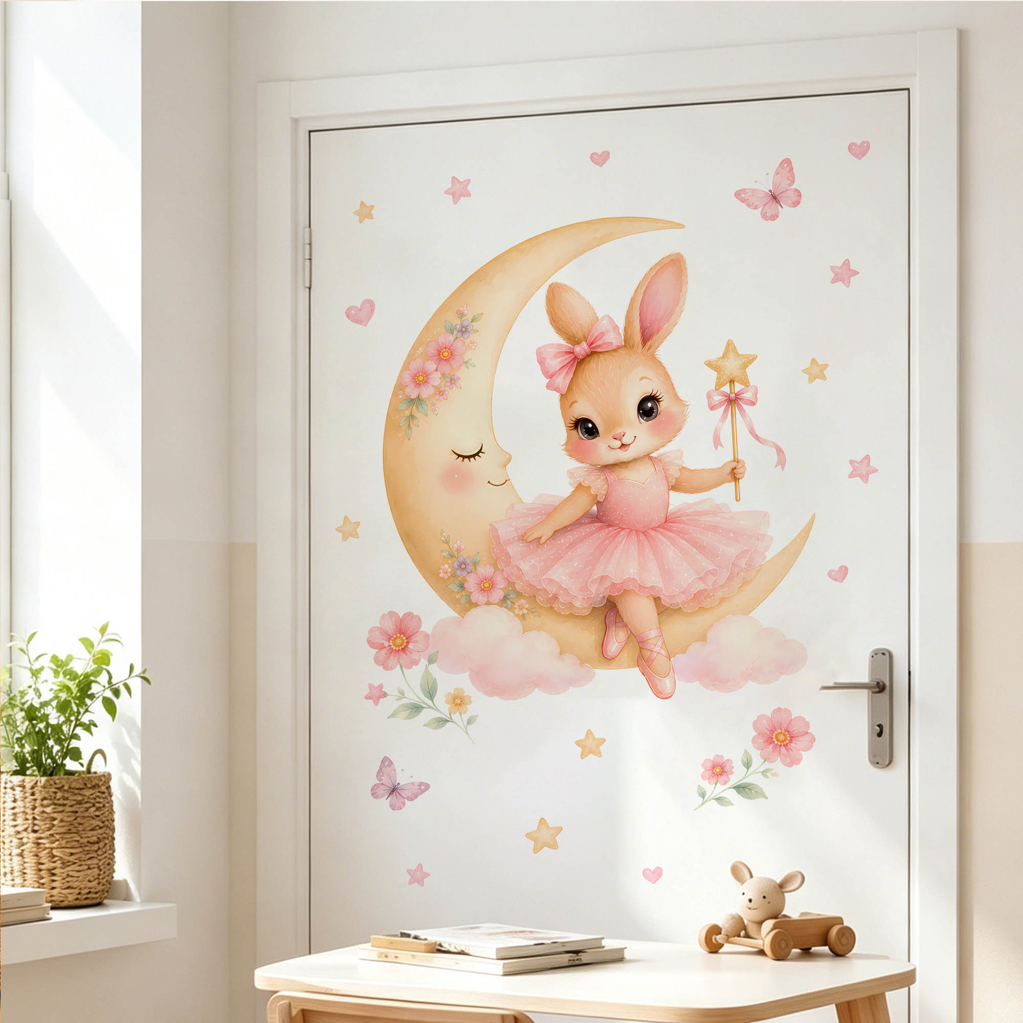 ملصقات جدارية على شكل أرنب راق - مراجعة Baby Nursery Girl Room وسعره