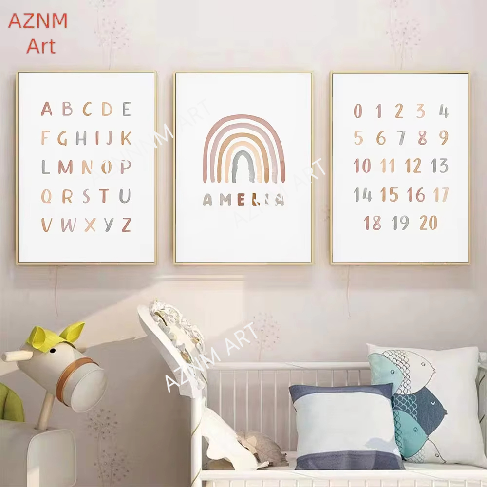 1/3 قطعة ، ملصق مخصص ABC 123 ق - مراجعة Baby Nursery Name Wall Art وسعره