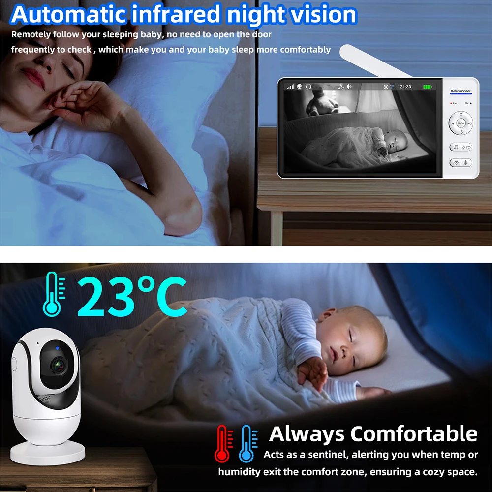 لا واي فاي 7 بوصة مراقبة الطفل - مراجعة Baby Monitor Split Screen وسعره