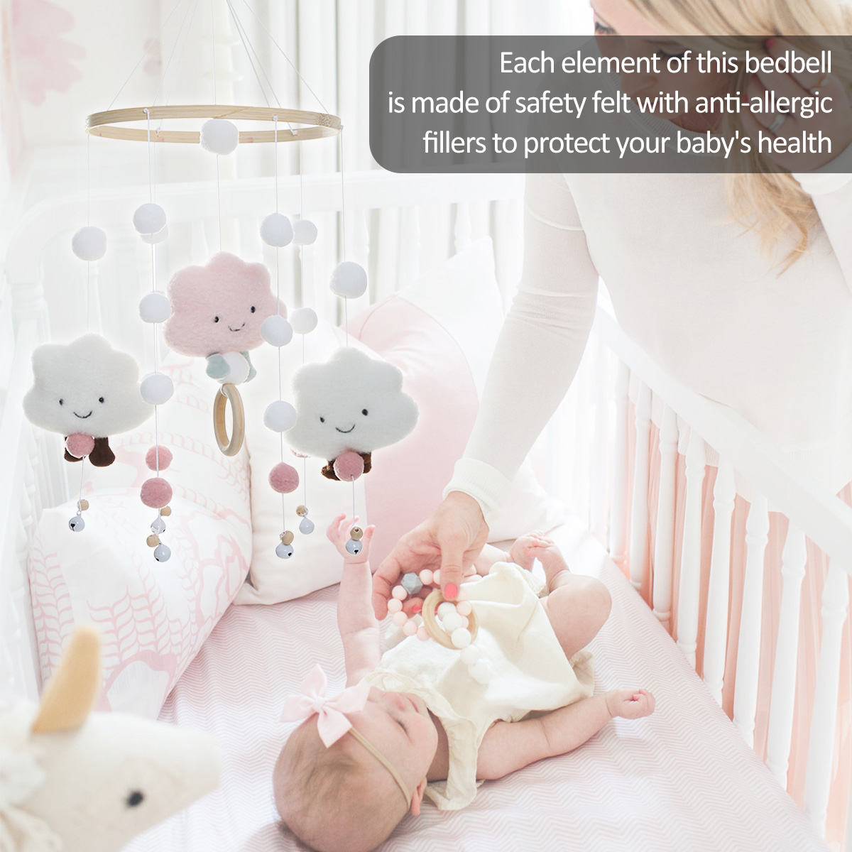 الرياح المتنقلة الدقات مع سحاب - مراجعة Baby Nursery Mobile وسعره